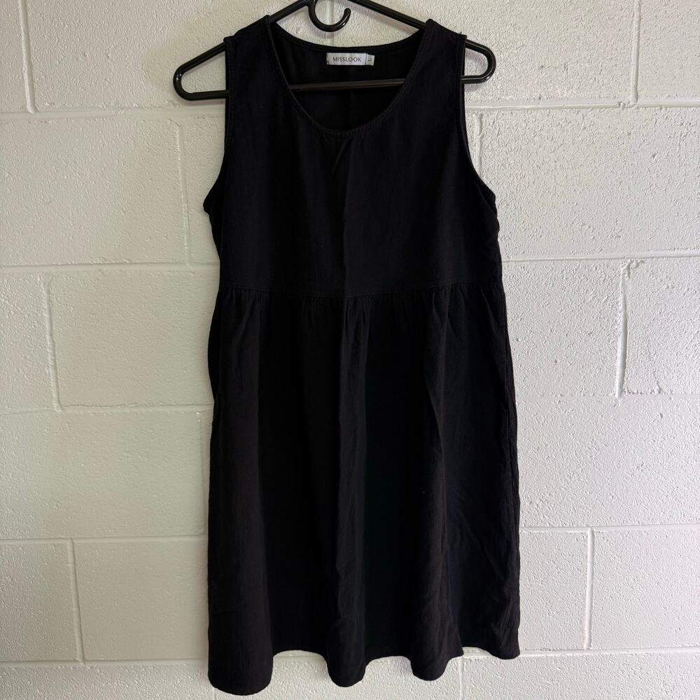 Misslook Women's Black Sleeveless Dress With Pockets Size L